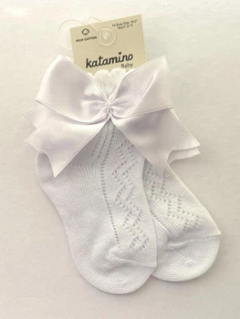 Носки для младенцев Katamino Piksel летние ажурные с бантом Белые 17-18 / 0-6 мес.