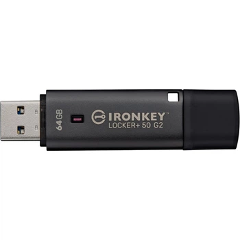 Накопичувач Kingston 64GB USB 3.2 Type-A Gen1 IronKey Locker+ 50 G2