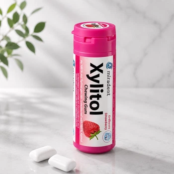 Жевательная резинка с ксилитом Miradent Xylitol Strawberry (клубника), 30 шт.