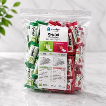 Жевательная резинка с ксилитом Miradent Xylitol яблоко и клубника ( 2шт в уп.) 400 шт