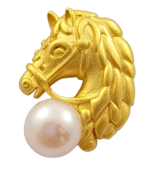 Срібна брошка "Кінь" з перлиною BRH-HORSE