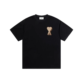 Мужская футболка AMI Paris Ami De Coeur Patch Big A Heart T-Shirt черная размер M (AP12004.1M)