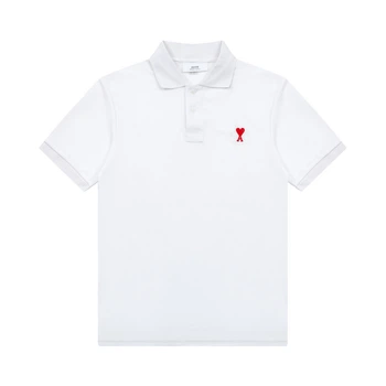 Мужская футболка-поло Ami Paris Ami De Coeur small logo Polo Shirt белая размер L (AP12003.5L)
