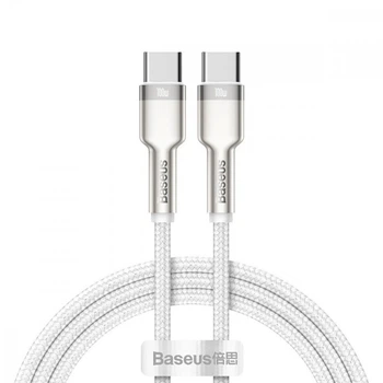 Кабель BASEUS Cafule Series Metal Type-C - Type-C 100W (5A) с быстрой зарядкой PD, 1 м, белый