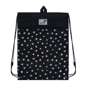 Сумка для обуви Kite Black&Silver, с карманом (K26-601M-14)