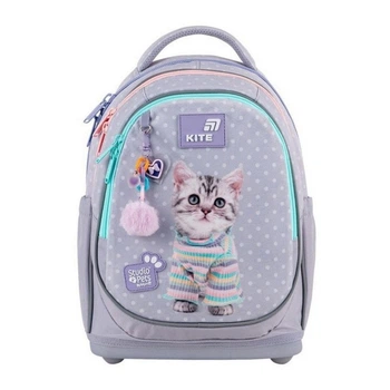 Рюкзак шкільний напівкаркасний ортопедичний для першокласника Kite Education Studio Pets, для дівчаток, сірий (SP26-724S)