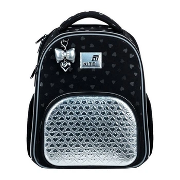 Рюкзак школьный каркасный ортопедический Kite Education Black&Silver, для девочек, черный (K26-556M-2)