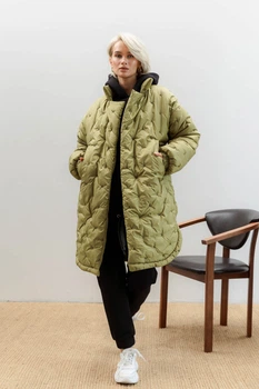Жіноча тепла демісезонна oversize куртка-сорочка з плащівки Seventeen XXL-3XL Зелений (2000000183602)