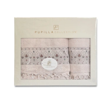 Подарочный набор махровых полотенец Pupilla Sidney Pudra 100% Хлопок