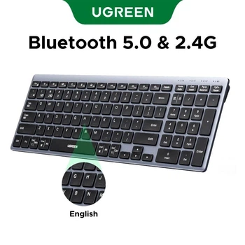 Клавіатура бездротова UGREEN K552 99 клавіш Bluetooth/2.4G, USB-C, 500 mAh, ножичний механізм, сіра, english