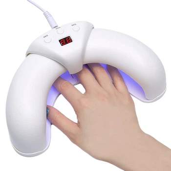 Складная LED/UV лампа для маникюра 36W на 18 диодов, умный сенсор, 3 режима таймера, цифровой дисплей, USB-питания - Уценка