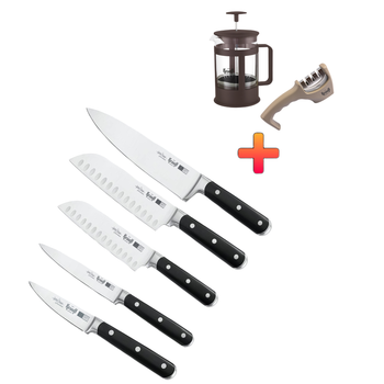 Набір ножів Prime Chef Krauff та Ніж сантоку 17,5см + ПОДАРУНКИ: Френч-пресc та точило для ножів