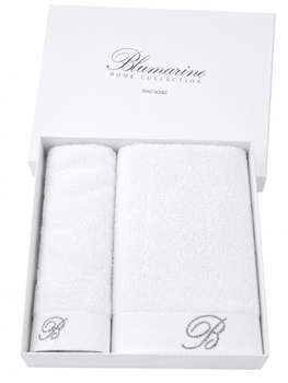 Набір махрових рушників Blumarine Home Collection зі стразами 40 на 60 см та 60 на 110 см 2 шт білий