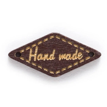 Бірка дерев'яна Hand made, 13х28 мм, коричнева