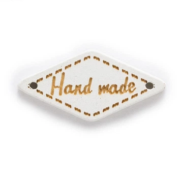 Бірка дерев'яна Hand made, 13х28 мм, біла