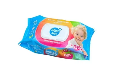 Салфетки влажные детские Aqua Baby Ромашка с клапаном 120 шт