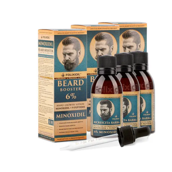 Набір з 3-х лосьйонів для бороди Folixidil Beard Booster Minoxidil 6% - 3х60 мл
