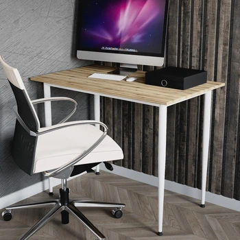 Стол универсальный Prime Ferrum-decor 750x1400x700 Белый металл ДСП Дуб Евок Прибрежный 16 мм (PRAIME55)