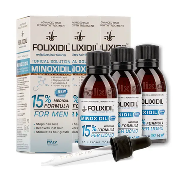 Набір з 3-х лосьйонів Folixidil Minoxidil 15% - 3х60 мл