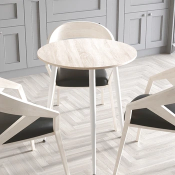 Стол круглый OPTIMA 3 ноги на конус Ferrum-decor 750x670x670 Белый металл ДСП Дуб Сонома 16 мм (OPTIM3012)