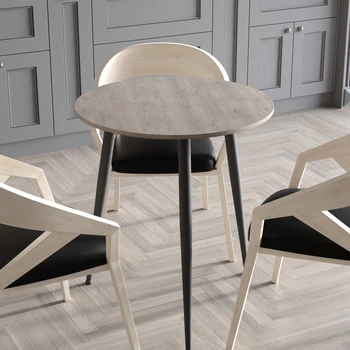 Стол круглый OPTIMA 3 ноги на конус Ferrum-decor 750x670x670 Черный металл ДСП Дуб Кремона Канолло 16 мм (OPTIM3301)