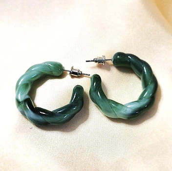 Жіночі сережки Кільця акрилові jewelry Зелені