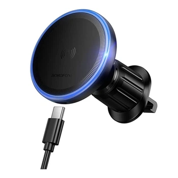 Автотримач Borofone BH224 Magnetic Wireless 15W Чорний