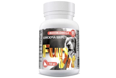 Таблетки для собак і котів Biotin-Omega вітаміни з Омега-3 для блискучої шерсті 90 шт FunVit