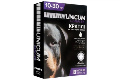 Краплі на холку для собак 10-30 кг Unicum Рremium від бліх і кліщів №4 Unicum