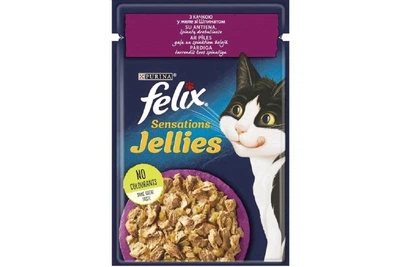 Корм для котов Felix Sensations Jellies с уткой и шпинатом в желе 85 г Purina