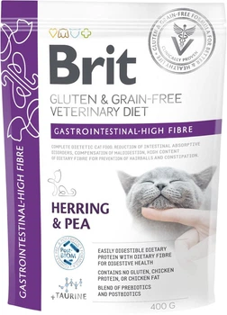 Сухой беззерновой корм для кошек Brit VD Cat Gastrointestinal High Fibre с повышенным содержанием клетчатки с сельдью 400 г (8595602573646)
