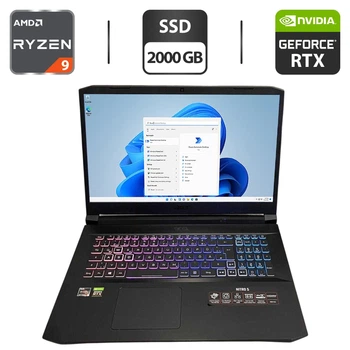 Ігровий ноутбук Acer Nitro 5 AN517-41 / 17.3" (1920x1080) IPS / AMD Ryzen 9 5900HX (8 (16) ядер по 3.3 - 4.6 GHz) / 32 GB DDR4 / 2000 GB SSD / nVidia GeForce RTX 3080, 8 GB GDDR6, 256-bit / WebCam / Коробка б/в