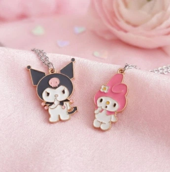Кулони парні My Melody і Kuromi на ланцюжку, підвіски для пари милі аніме Sanrio, стиль kawaii