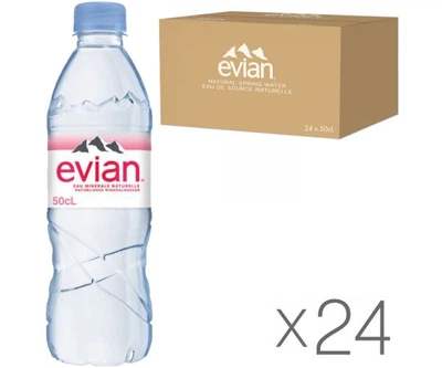 Упаковка минеральной негазированной природной воды Evian, 24 шт. x 0,5 л, ПЭТ