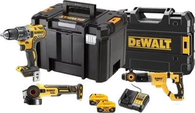 Набір електроінструментів DeWalt 18V XR DCD791 + DCG405 + DCH263 з 2 акумуляторами 5 Ah (DCK327P2T-QW)