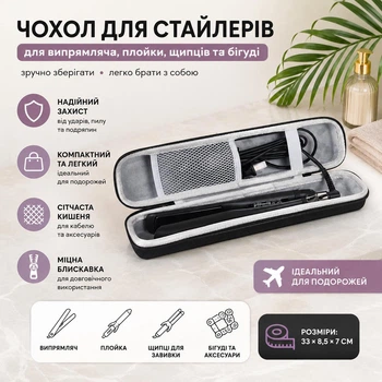 Чохол для випрямляча волосся, плойки, щипців для завивки та бігудів дорожня сумка для зберігання стайлерів, чорна (136232446)