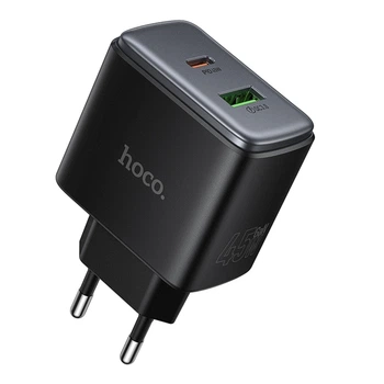 Мережевий Зарядний Пристрій Hoco C158A 1USB-C/1USB QC/PD45W GAN Чорний