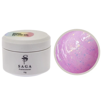 Гель для наращивания SAGA Builder Gel Magic с поталью Розовый