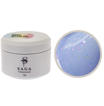 Гель для наращивания SAGA Builder Gel Magic с поталью Голубой