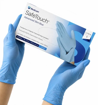 Рукавички нітрилові неопудрені Medicom SafeTouch S блакитні 100 шт.