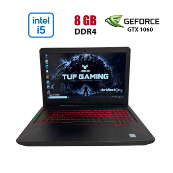 Ігровий ноутбук Б-клас Asus TUF Gaming FX504GM / 15.6" (1920x1080) IPS / Intel Core i5-8300H (4 (8) ядра по 2.3 - 4.0 GHz) / 8 GB DDR4 / 256 GB SSD / nVidia GeForce GTX 1060, 3 GB GDDR5, 192-bit / WebCam б/в
