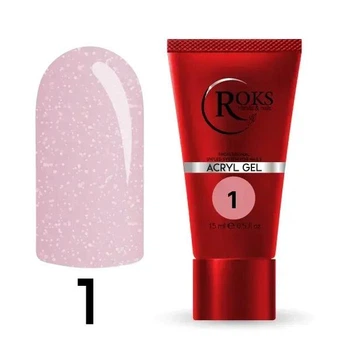 Acryl Gel - Без ТРО ROKS 15 мл №1 - Рожевий з мікроблиском