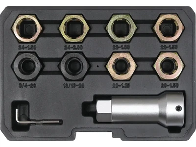 Набір для ремонту гвинтової різьби YATO 3/4", 13/16", M20-24 з кроком 1, 1.25, 1.5, 2 YT-17605