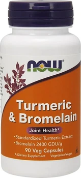 Kompleks Now Foods Turmeric & Bromelain 90 kapsułek (733739031105)