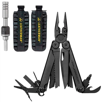 Набір Мультитул Leatherman Wave Plus Black 832526+Тріскачка Leatherman 931030 + Комплект біт Bit Kit 2 половини