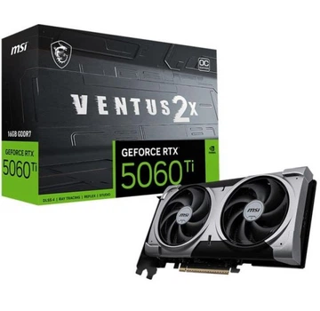 Видеокарта GeForce rtx 5060 Ti, msi, ventus 2x oc plus, 16Gb gddr7, 128-bit, HDMI/3xDP, 2617/28000 MHz, 8-pin (g506t-16v2cp)