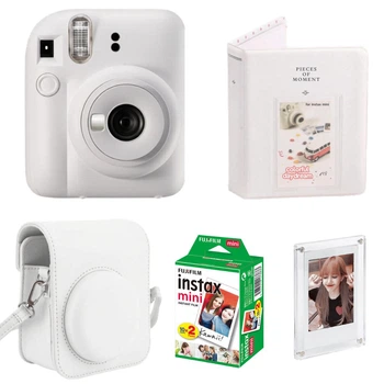 Подарунковий набір Fujifilm Instax Mini 12 Clay White (Білий) / Камера + Чохол + Альбом 64 фото + 20 знімків + Магнітна фоторамка / Gift Set 2026
