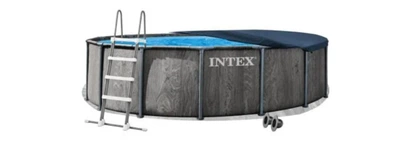 Каркасний басейн Intex 26742-4в1 Коричневий круглий на 16805л з ПВХ та сталі 457 х 122 см з драбиною тентом та підстилкою (9-163-26742-4)