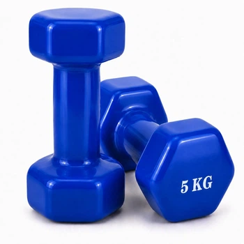 Набор металлических гантель с виниловым покрытием 2 шт по 5 кг Feel Fit Синяя