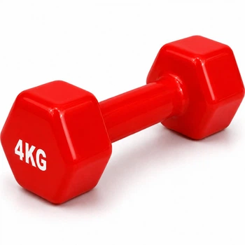 Гантель металлическая с виниловым покрытием 4 кг 1 шт Feel Fit Красная